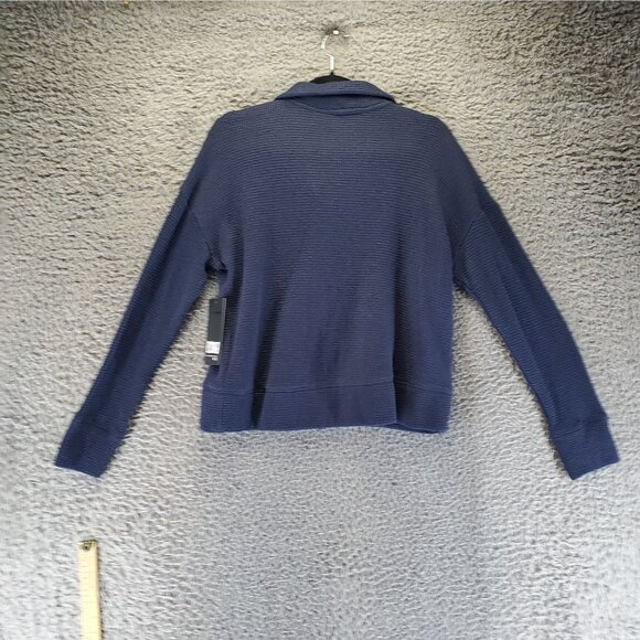 90 Degree Sweater Womens Medium Navy Blue Waffle Knit Zip Cardigan *NWT* - Picture 9 of 10